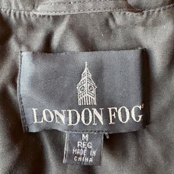 London Fog Black Single Breasted Trench Coat with Waist Belt and Hood-Medium - Picture 3 of 5